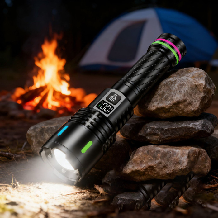 Strong Light Flashlight Rechargeable Outdoor Digital Torch Portable Patrol New