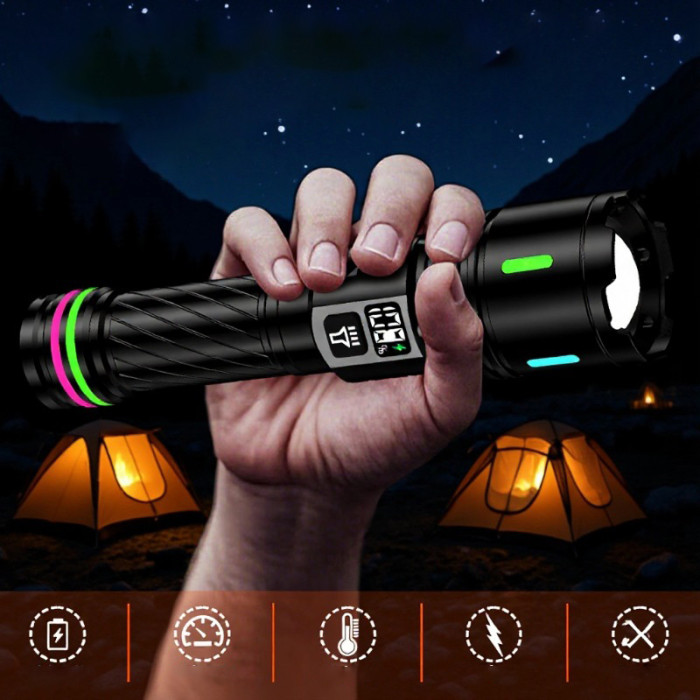 Strong Light Flashlight Rechargeable Outdoor Digital Torch Portable Patrol New
