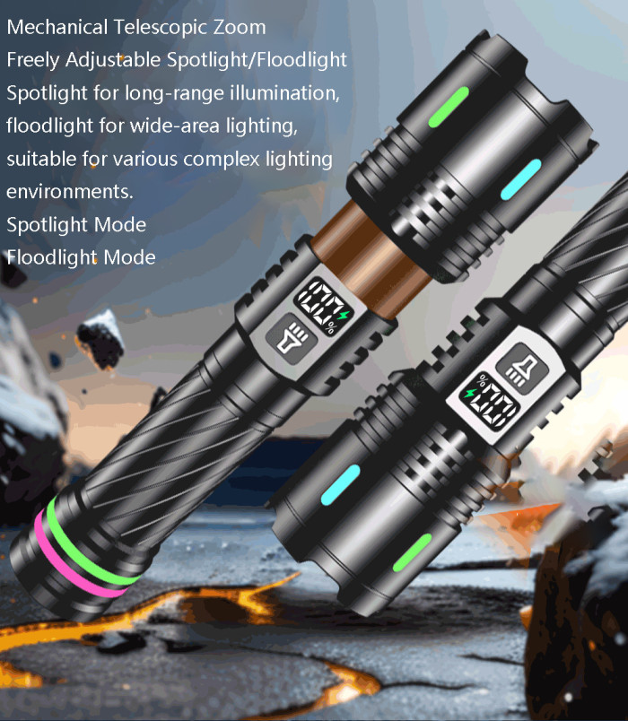 Strong Light Flashlight Rechargeable Outdoor Digital Torch Portable Patrol New