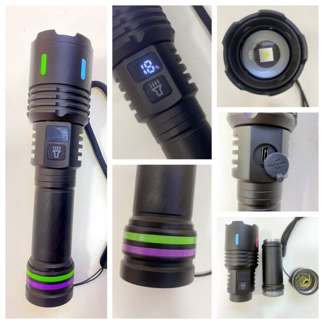Strong Light Flashlight Rechargeable Outdoor Digital Torch Portable Patrol New