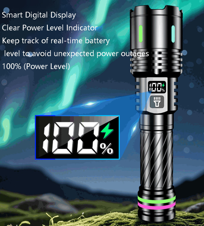 Strong Light Flashlight Rechargeable Outdoor Digital Torch Portable Patrol New