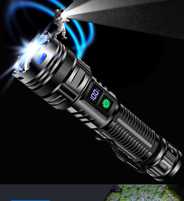 Flashlight Led Power Digital Display Torch Portable Outdoor Fast Charging New