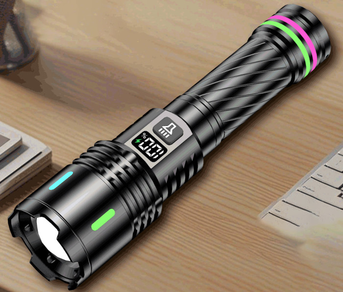 Strong Light Flashlight Rechargeable Outdoor Digital Torch Portable Patrol New