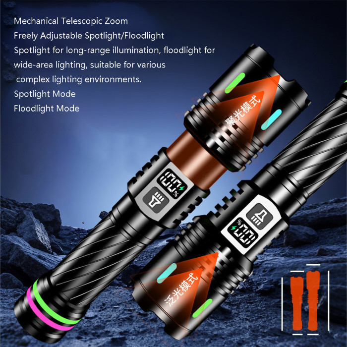 Strong Light Flashlight Rechargeable Outdoor Digital Torch Portable Patrol New