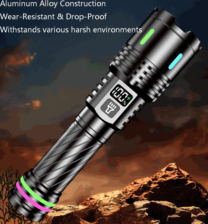 Strong Light Flashlight Rechargeable Outdoor Digital Torch Portable Patrol New