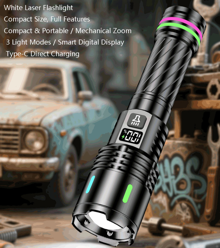 Strong Light Flashlight Rechargeable Outdoor Digital Torch Portable Patrol New