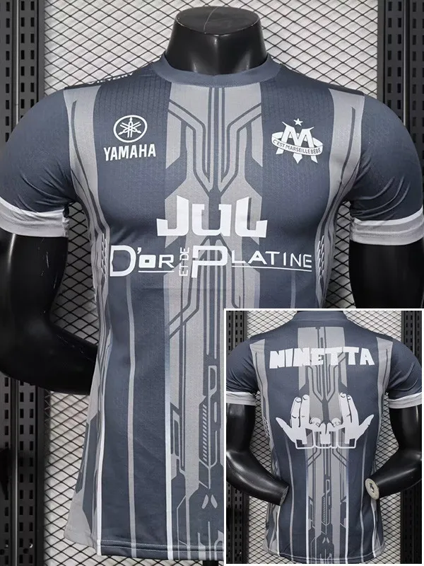 25-26 Marseille Grey Joint Edition Player Version Training shirts