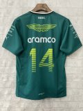 2025 F1 Aston New Pattern Short Sleeve Racing Suit（圆领，背后14号）
