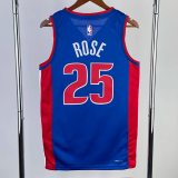 22-23 Pistons ROSE #25 Blue Top Quality Hot Pressing NBA Jersey(V领)