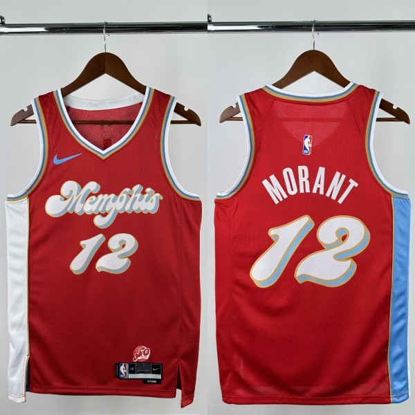 24-25 Grizzlies MORANT #12 Red City Edition Top Quality Hot Pressing NBA Jersey