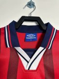 1998 England Away Red Retro Soccer Jersey