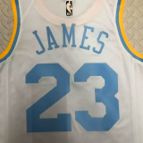 22-23 LAKERS JAMES #23 White Top Quality Hot Pressing NBA Jersey (Retro Logo)