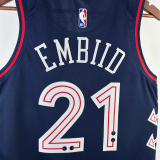 23-24 76ERS EMBIID #21 Dark Blue City Edition Top Quality Hot Pressing NBA Jersey