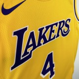 24-25 Lakers KNECHT #4 Yellow Top Quality Hot Pressing NBA Jersey(圆领)