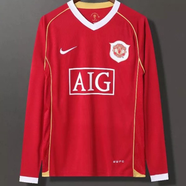 2006-2007 Man Utd Home long sleeve Retro soccer jersey