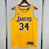 22-23 LAKERS O'NEAL #34 Yellow Top Quality Hot Pressing NBA Jersey