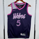 TIMBERWOLVES EDWARDS #5 Purple Black Top Quality Hot Pressing NBA Jersey