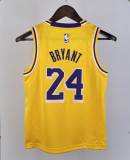 2023 LAKERS BRYANT #24 Yellow Top Quality Hot Pressing Kids NBA Jersey