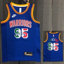 Warriors TOSCANO #95 'Mexico' Blue 75th Anniversary Retro Top Quality Hot Pressing NBA Jersey