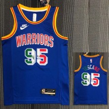 Warriors TOSCANO #95 'Mexico' Blue 75th Anniversary Retro Top Quality Hot Pressing NBA Jersey