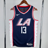 2018-19 Clippers GEORGE #13 Dark Blue City Edition Top Quality Hot Pressing NBA Jersey