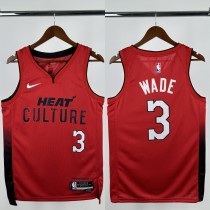 24-25 HEAT WADE #3 Red City Edition Top Quality Hot Pressing NBA Jersey (V领）