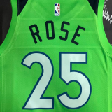 Timberwolves ROSE #25 Fluorescent Green Top Quality Hot Pressing NBA Jersey