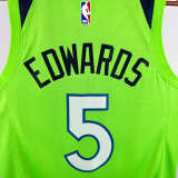 TIMBERWOLVES EDWARDS #5 Fluorescent green Top Quality Hot Pressing NBA Jersey (Trapeze Edition)