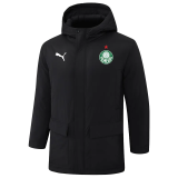 24-25 Palmeiras Black Hooded Windbreaker Fabric Cotton Coat