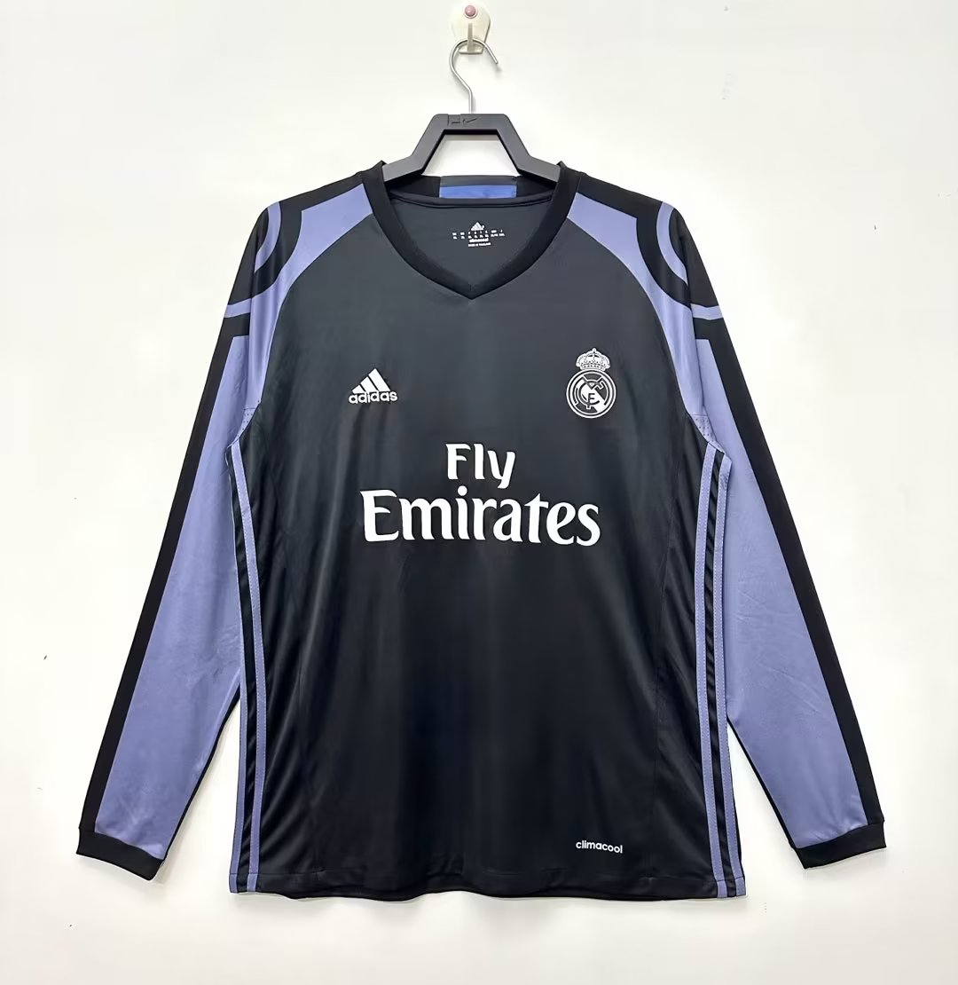 2016-2017 RMA Away Black Long sleeves Retro Soccer Jersey