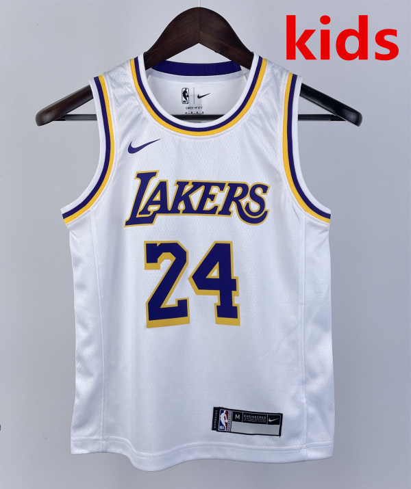 2023 LAKERS BRYANT #24 White MAMBA Top Quality Hot Pressing Kids NBA Jersey