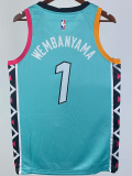 22-23 SA Spurs WEMBANYAMA #1 Blue City Edition Top Quality Hot Pressing NBA Jersey