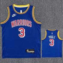 Warriors POOLE #3 Blue 75th Anniversary Retro NBA Jersey