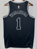 22-23 SA Spurs WEMBANYAMA #1 Black Top Quality Hot Pressing NBA Jersey (Retro Logo)