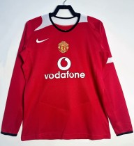2004-2006 Man Utd Home Long Sleeve Retro Soccer Jersey