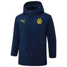 24-25 Dortmund Royal Blue Hooded Windbreaker Fabric Cotton Coat
