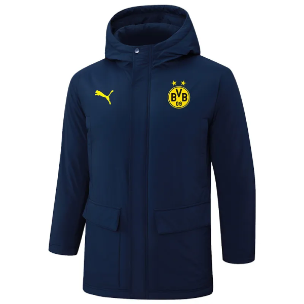 24-25 Dortmund Royal Blue Hooded Windbreaker Fabric Cotton Coat