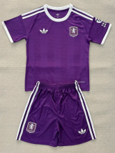 25-26 Aston Villa Purple Goalkeeper Kids Soccer Jersey 1:1 Thai Quality