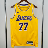 22-23 Lakers DONCIC #77 Yellow Top Quality Hot Pressing NBA Jersey(圆领)