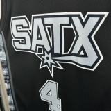 22-23 SA Spurs FOX #4 Black Top Quality Hot Pressing NBA Jersey (Trapeze Edition) 飞人版