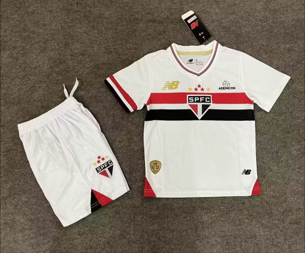 25-26 Sao Paulo Home Kids Soccer Jersey*无广告版