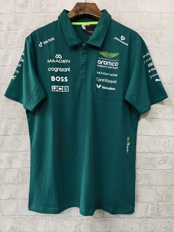 2026 F1 Aston New Pattern Short Sleeve Racing Suit（有领）