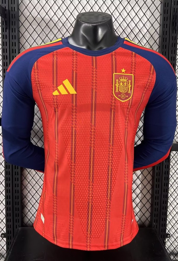 2026 World Cup Spain Home Long Sleeve Player Version Soccer Jersey*长袖球员