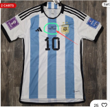 22-23 Argentina Home Fans World Cup Champion Three Star Version Soccer Jersey