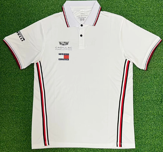 2026 Cadillac New Pattern Heat Transfer Printing Short Sleeve Racing Suit*有领