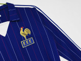 1980 France Home Retro Long Sleeves Soccer Jersey