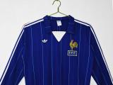 1980 France Home Retro Long Sleeves Soccer Jersey
