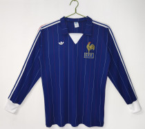 1980 France Home Retro Long Sleeves Soccer Jersey
