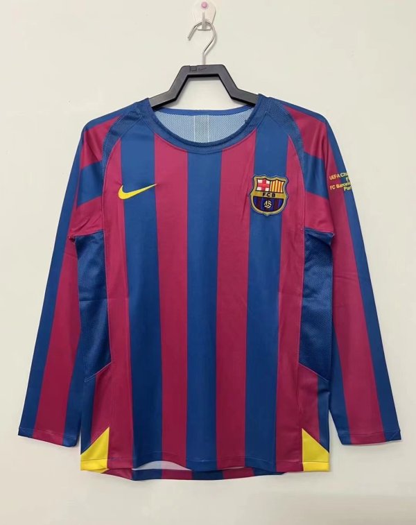 2005-2006 BAR Home UCL Retro Long Sleeve Soccer Jersey （欧冠，两标对齐版）