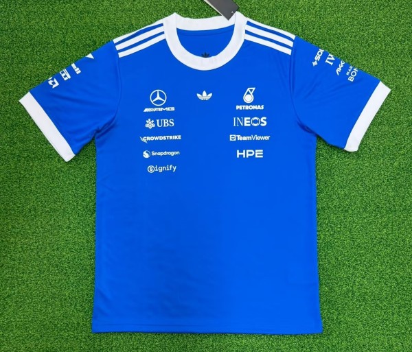 2026 Mercedes New Pattern Heat Transfer Printing Short Sleeve Racing Suit